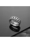 925 Ayar Gümüş Rolex Zincir Motifli Üstü Kişiselleştirilebilir Erkek Yüzüğü