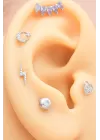 925 Ayar Kalp Motifli Taşlı Minimal Tragus Piercing