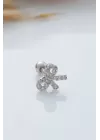 925 Ayar Gümüş Kurdele Motifli Taşlı Minimal Tragus Piercing