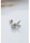 925 Ayar Playboy Motifli Taşlı Minimal Tragus Piercing