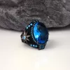 925 Ayar Blue Topaz Taşlı Yıldız Motifli Gümüş Erkek Yüzük Silver