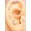 925 Ayar Ayyıldız Motifli Taşlı Minimal Tragus Piercing