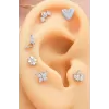 925 Ayar Çiçek Motifli Taşlı Minimal Tragus Piercing