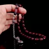 925 Ayar Gümüş Mineli Püsküllü Siyah Bordo Renk Ateş Kehribar Tesbih