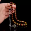 925 Ayar Gümüş Püsküllü Sarı Krımızı Renk Mineli Ateş Kehribar Tesbih