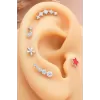 925 Ayar Sıra Taşlı Minimal Tragus Piercing