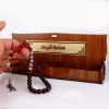 Gümüş Püsküllü Sevgili Babam Yazılı Ahşap Kutulu Ateş Kehribar Tesbih