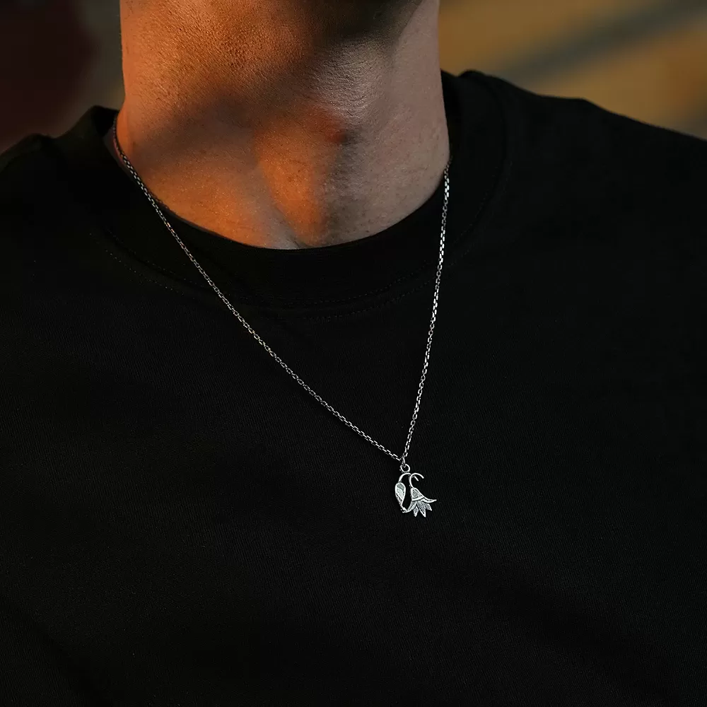 925 Ayar Gümüş Mısır Lotusu Çiçeği Unısex Kolye