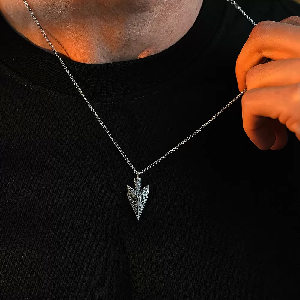 925 Ayar Gümüş Ok Ucu Unısex Kolye
