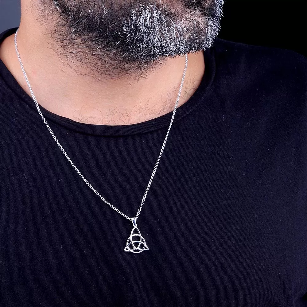 925 Ayar Gümüş Triquetra Geometrik Desenli Erkek Kolye