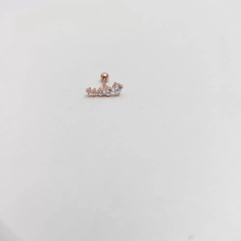 925 Ayar Sıra Taşlı Minimal Tragus Piercing