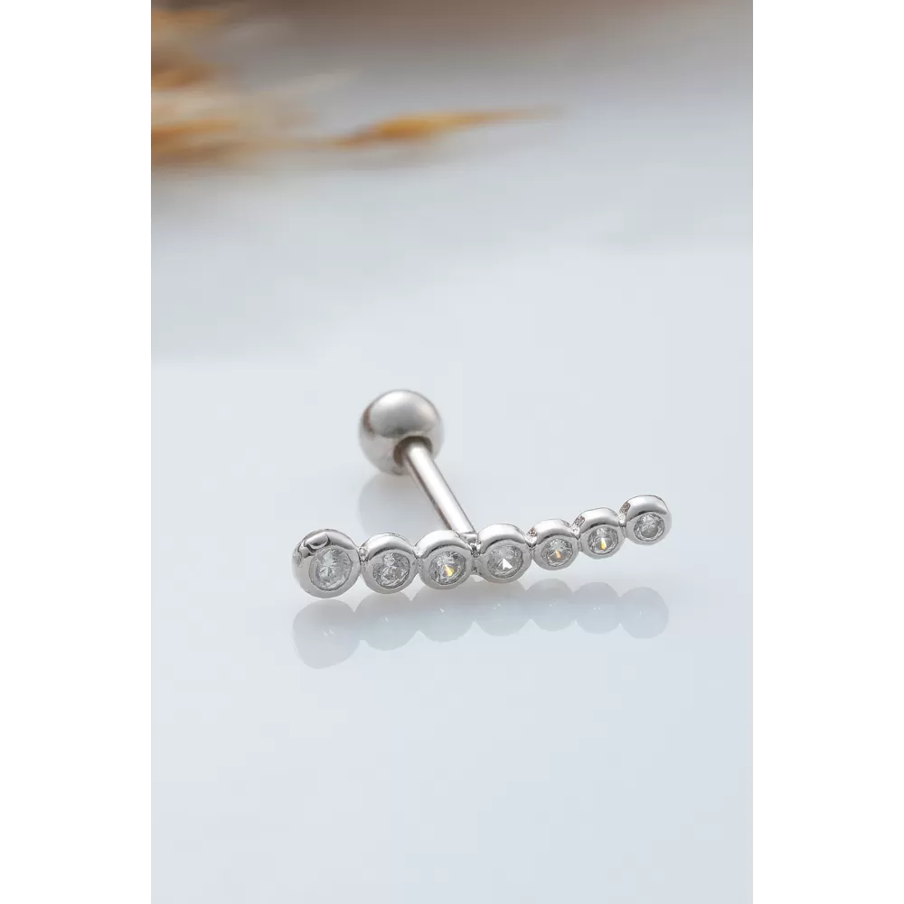 925 Ayar Süzme Yuvarlak Motifli Minimal Tragus Piercing