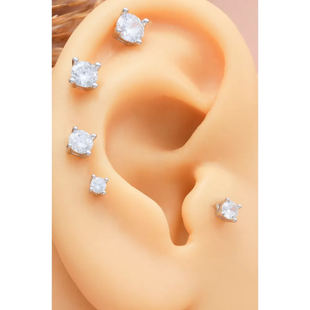 925 Ayar Tek Taş Modeli Minimal Tragus Piercing