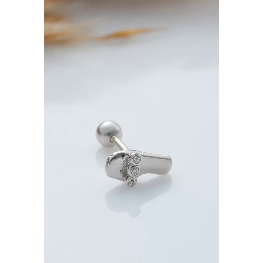 925 Ayar Terlik Motifli Minimal Tragus Piercing