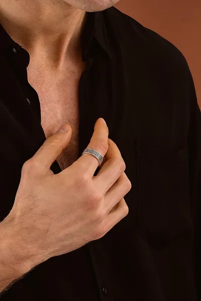 925 Ayar Gümüş Nokta İşlemeli Unısex Yüzük