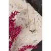 925 Ayar Gümüş Siyah Beyaz Taşlı Mini Mikailin Kanadı Kolye