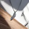 925 Ayar Gümüş Tüy Unisex Kolye