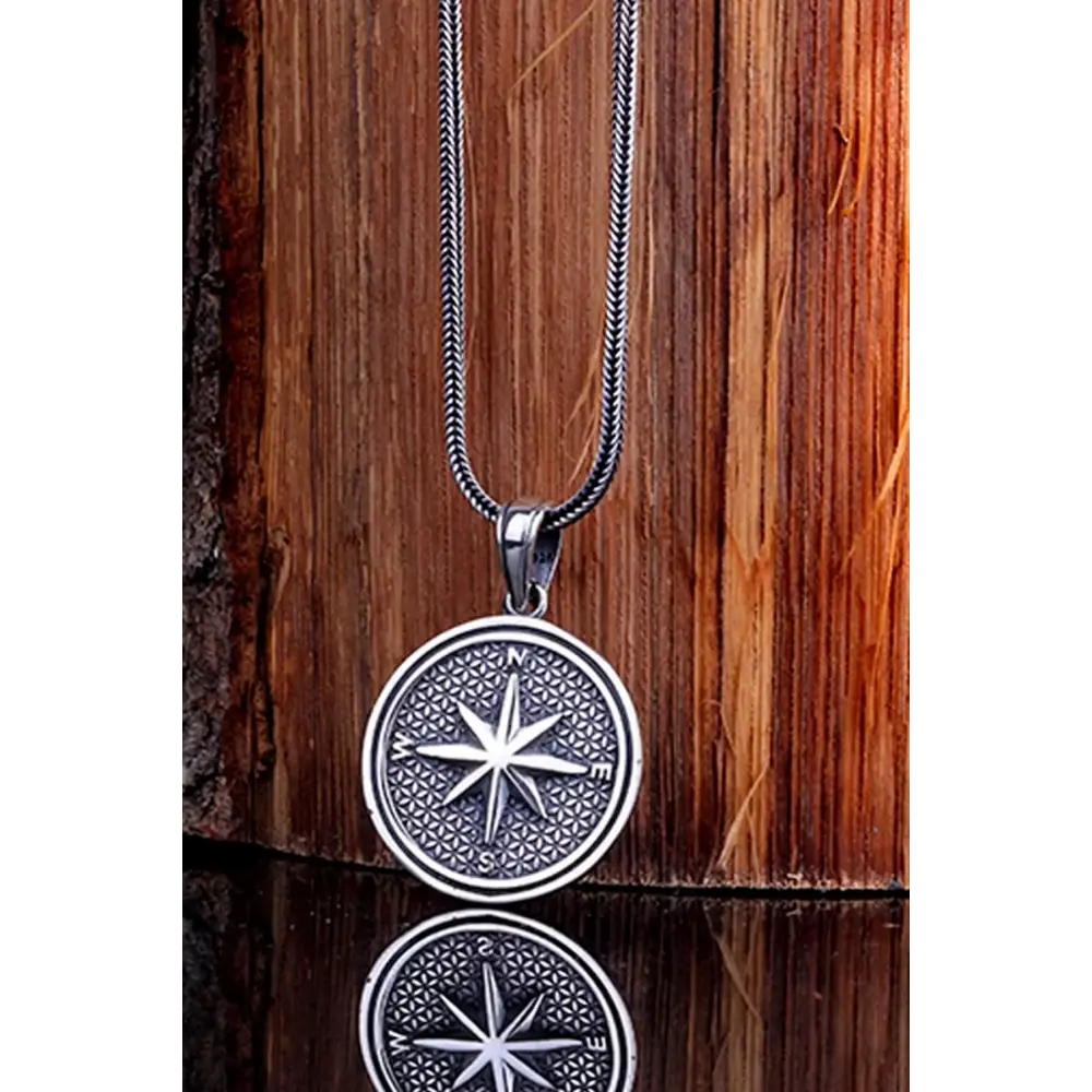 Pusula Model 925 Ayar Gümüş Kolye - Silver