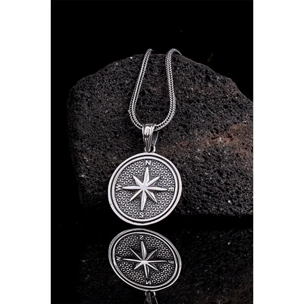 Pusula Model 925 Ayar Gümüş Kolye - Silver