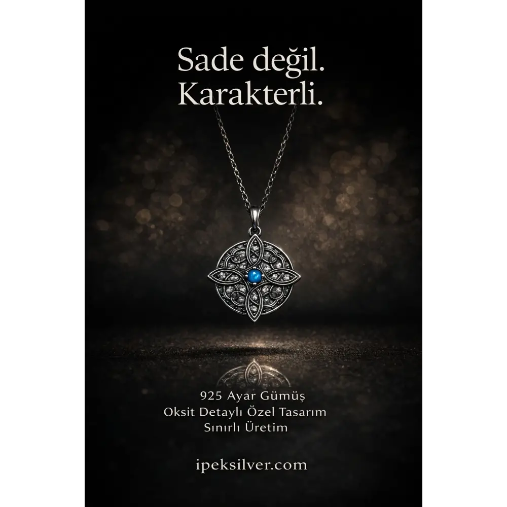 925 Ayar Gümüş Yeni Tasarım Yaşam Çiçeği Unisex Kolye