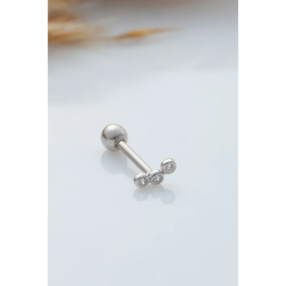 925 Ayar Taşlı Minimal Tragus Piercing