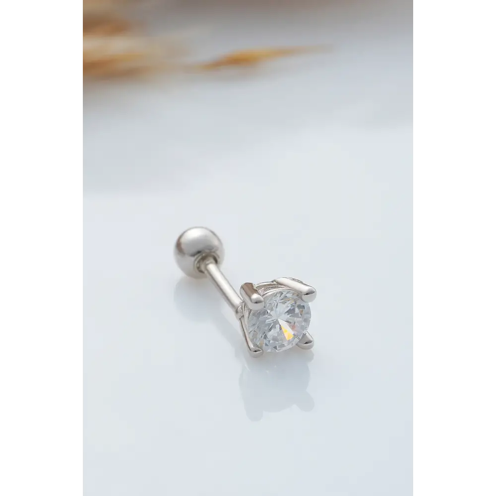 925 Ayar Tek Taş Modeli Minimal Tragus Piercing