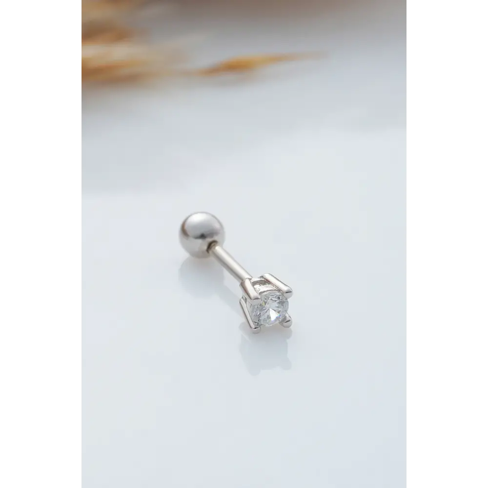 925 Ayar Tek Taş Modeli Minimal Tragus Piercing