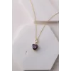 925 Ayar Ametist Rengi Zirkon Taşlı Altın Kaplama Kolye