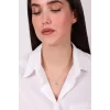 925 Ayar Firuze Rengi Zirkon Taşlı Damla Model Altın Kaplama Kolye