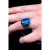 925 Ayar Gümüş Aqua Zirkon Taşlı Erkek Yüzük Silver