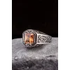 925 Ayar Gümüş Kalem İşlemeli Motif Zirkon Taşlı Erkek Yüzük Silver