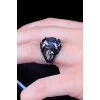 925 Ayar Gümüş Mistik Topaz Taşlı Kartal Motifli Erkek Yüzük Silver