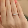 925 Ayar Gümüş Zirkon Taş Süslemeli Baget Taşlı Ayarlanabilir Yüzük Silver