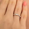 925 Ayar Gümüş Zirkon Taş Süslemeli Baget Taşlı Ayarlanabilir Yüzük Silver