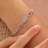 925 Ayar Gümüş Zirkon Taşlı Baget Bileklik Silver