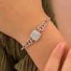 925 Ayar Gümüş Zirkon Taşlı Kalp Motifli Bileklik Silver