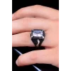 925 Ayar Gümüş Zirkon Taşlı Kılıç Motifli Erkek Yüzük Silver