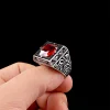 925 Ayar Kalem İşleme Motifli Zirkon Taşlı Erkek Yüzük Silver