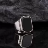 925 Ayar Onix Taşlı Gümüş Erkek Yüzük Silver