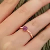 925 Ayar Zirkon Taş Ayarlanabilir Gümüş Yüzük Rose