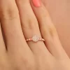 925 Ayar Zirkon Taş Ayarlanabilir Gümüş Yüzük Rose