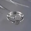 925 Ayar Zirkon Taş Ayarlanabilir Gümüş Yüzük Silver