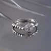 925 Ayar Zirkon Taş Ayarlanabilir Gümüş Yüzük Silver