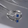 925 Ayar Zirkon Taş Ayarlanabilir Gümüş Yüzük Silver