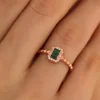 925 Ayar Zirkon Taş Süslemeli Baget Gümüş Ayarlanabilir Yüzük Rose