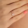 925 Ayar Zirkon Taş Süslemeli Baget Gümüş Yüzük Rose
