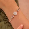 925 Ayar Zirkon Taşı Süslemeli Şık Gümüş Bileklik Rose