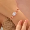 925 Ayar Zirkon Taşı Süslemeli Şık Gümüş Bileklik Rose