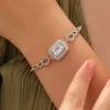 925 Ayar Zirkon Taşlı Damla Motifli Modern Gümüş Bileklik Silver