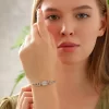 925 Ayar Zirkon Taşlı Kalp Motifli Baget Bileklik Silver